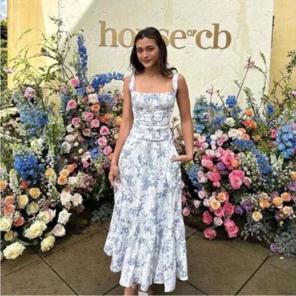 House of CB Blue and White Floral Corset Top - Picture 14 of 16